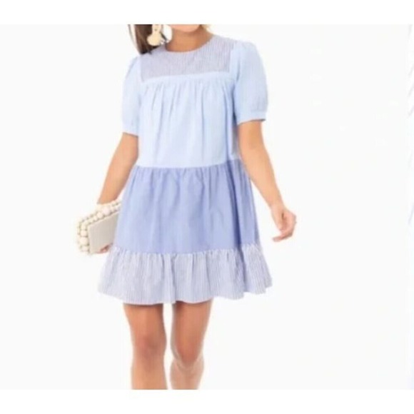 Pomander Place Worn Once Tuckernuck striped Quinn Tier Mini Swing‎  Dress Size S - Picture 1 of 11